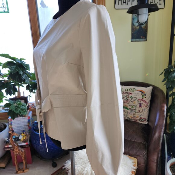 25110 EXPRESS Faux Vegan Leather Long Sleeved Top. Size Medium - Picture 2 of 12